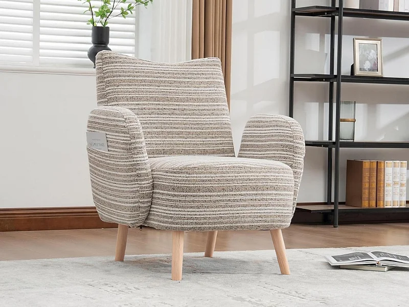 Linea 1.0 - Relaxfauteuil Bouclé met Armleuningen en Zakjes - Ergonomisch Comfort - Voor het Decoreren van Elke Kamer