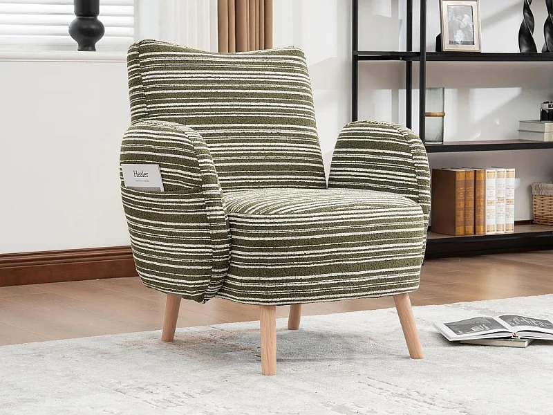 Linea 1.0 - Relaxfauteuil Bouclé met Armleuningen en Zakjes - Ergonomisch Comfort - Voor het Decoreren van Elke Kamer