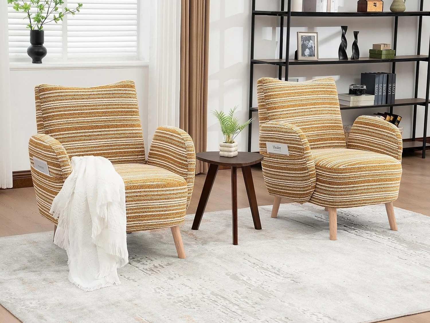 Linea 1.0 - Fauteuil Relax Bouclé avec Accoudoirs à Poches - Confort Ergonomique - Jaune - Pour décorer toute pièce