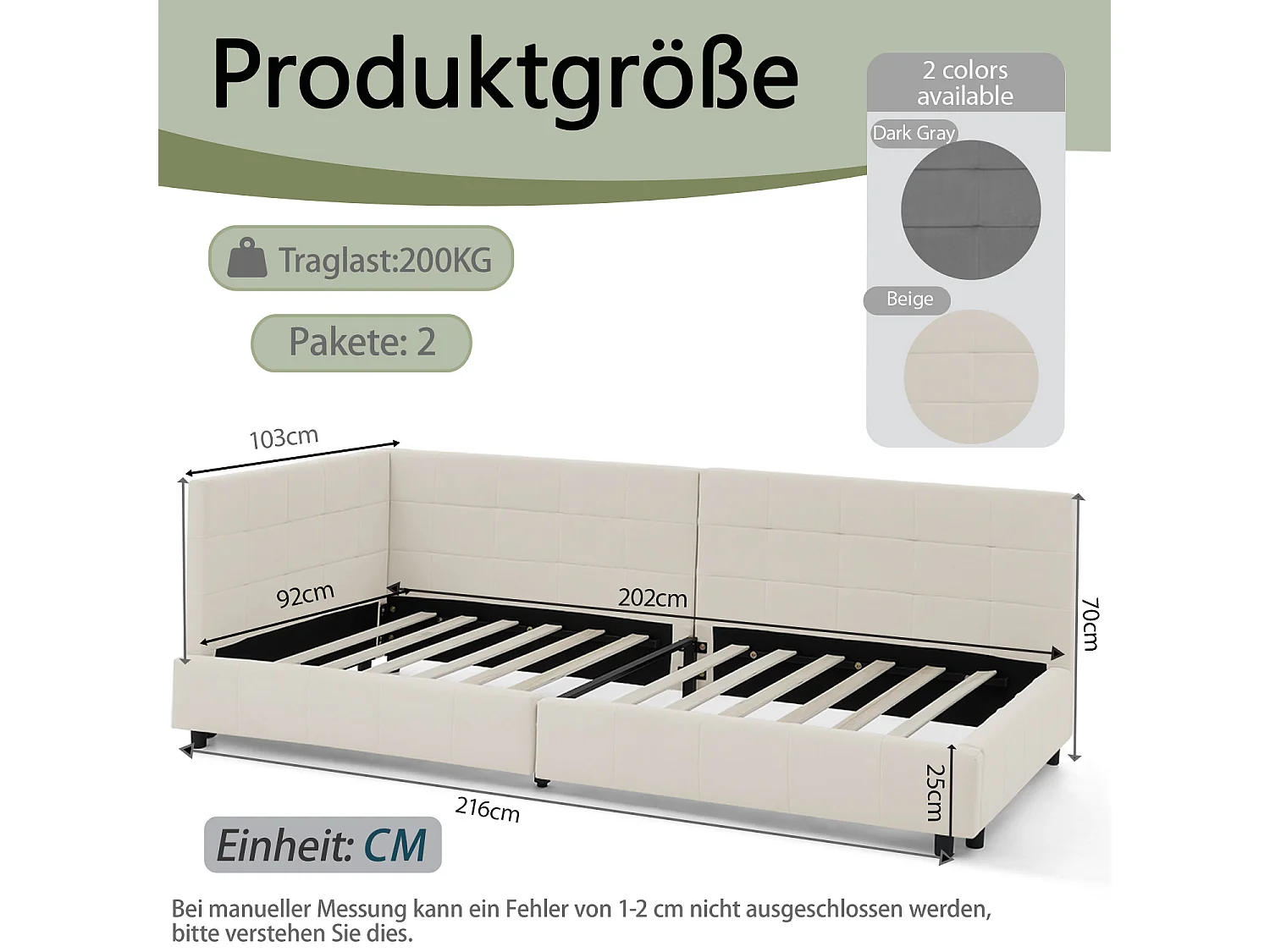 Letto singolo 90×200 cm in morbido velluto, letto per bambini con schienale alto – Beige