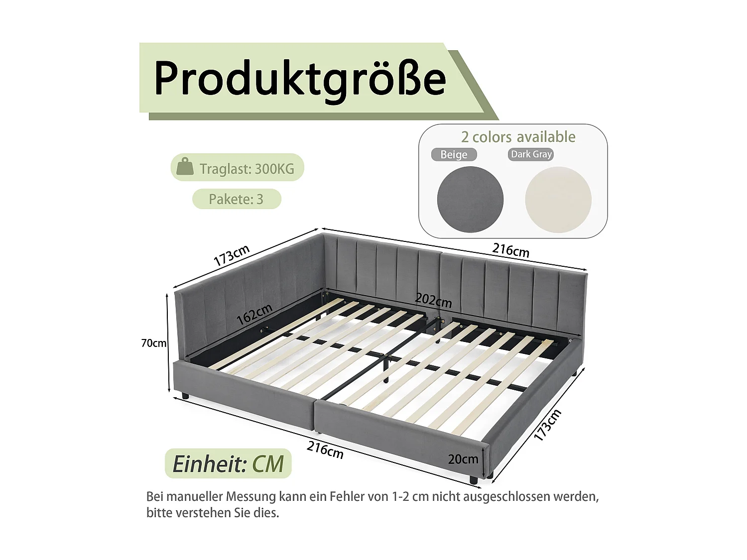 Lit double 160×200 cm en velours doux, tête de lit haute, idéal pour chambre familiale ou appartement spacieux – Dark Gray