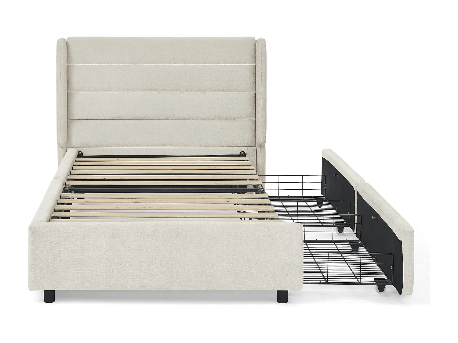 Einzelbett 90×200 cm aus weichem Chenille, mit 2 großen Schubladen, ideal für ein Kinderzimmer – Dunkelgrau