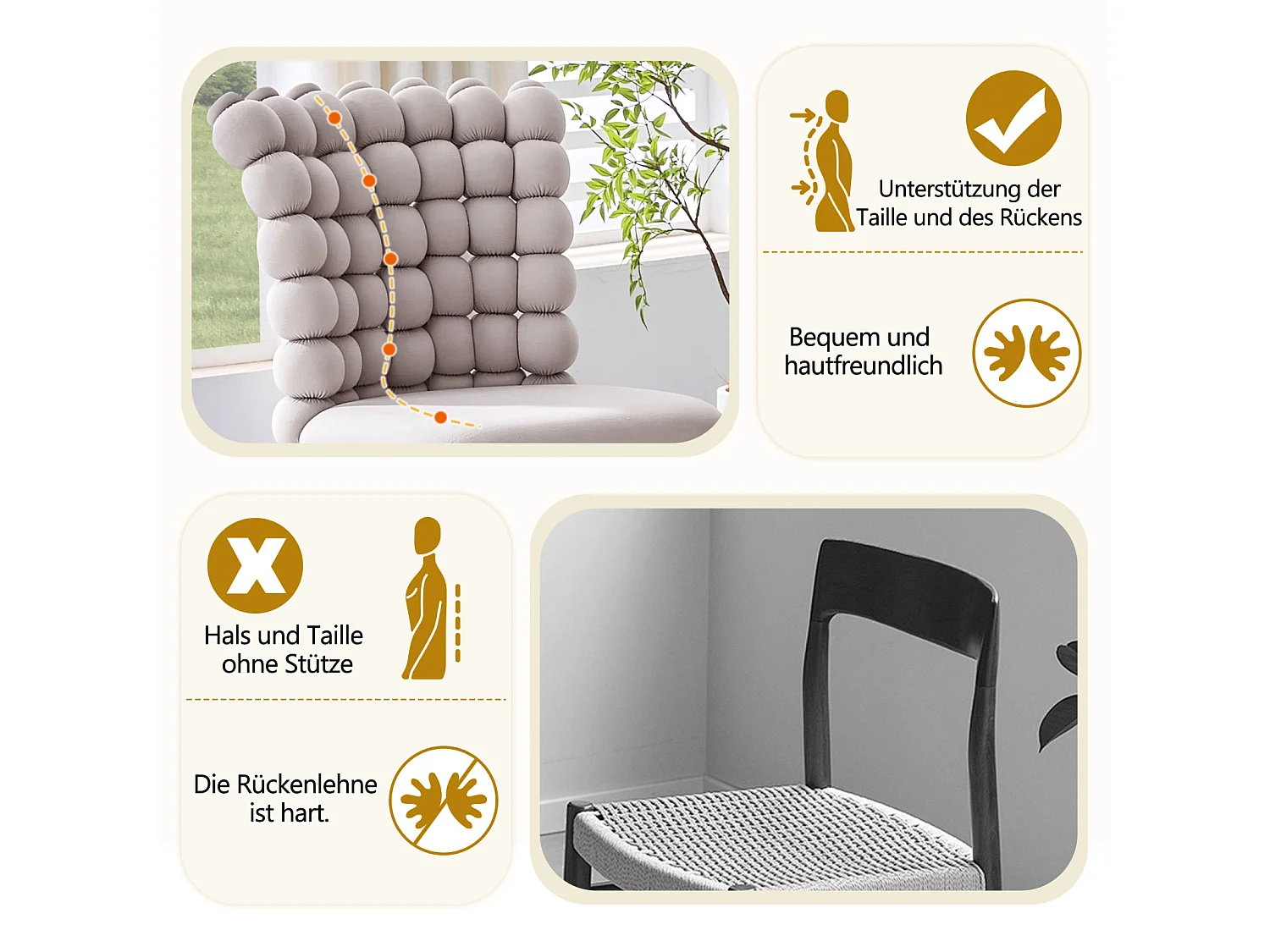 Lot de 2 chaise de salle à manger - pieds en métal - velours - gris