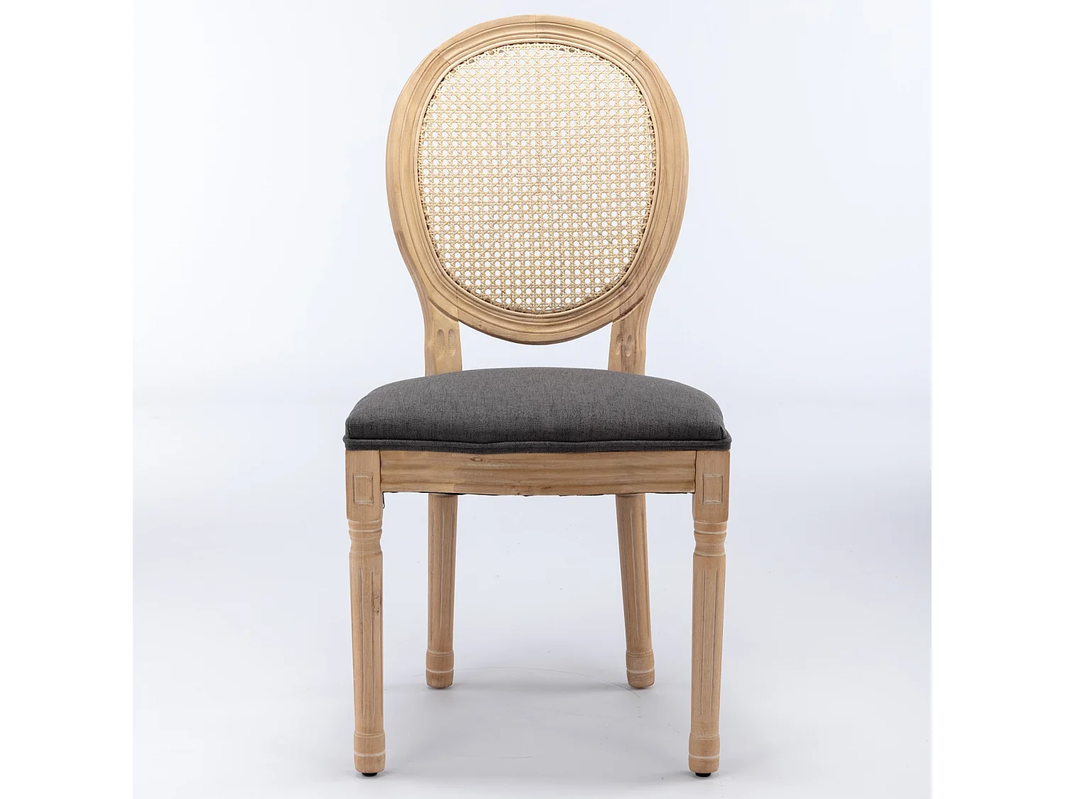 Lot de 2 chaises de salle à manger – Cadre en bois massif – Assises en lin – Gris