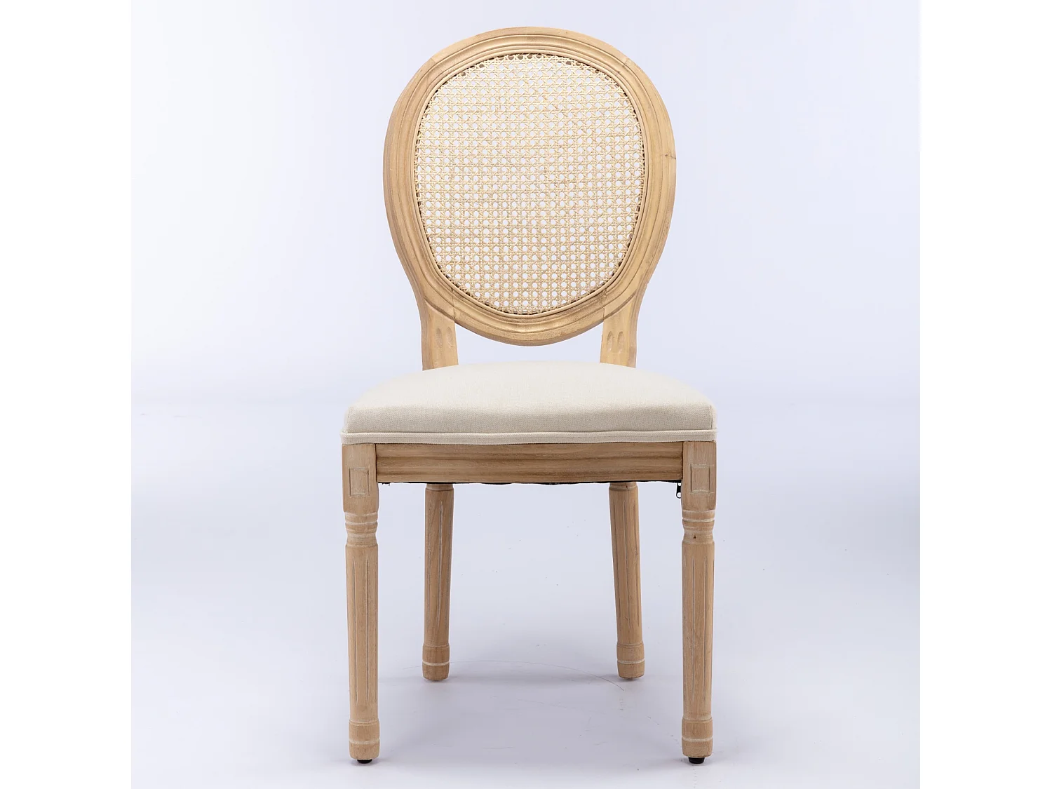 Lot de 2 chaises de salle à manger – Cadre en bois massif – Assises en lin – Beige