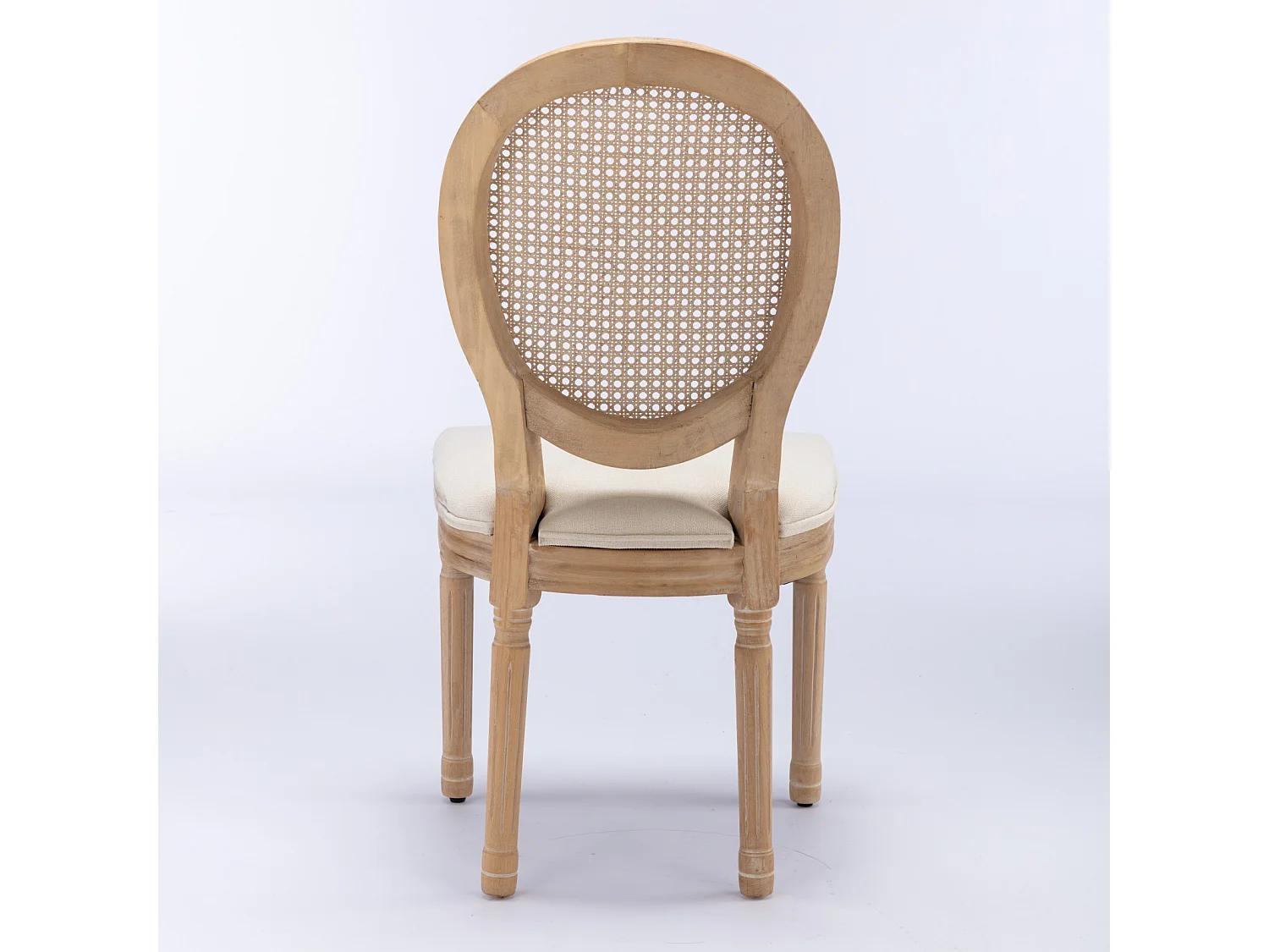 Lot de 2 chaises de salle à manger – Cadre en bois massif – Assises en lin – Beige