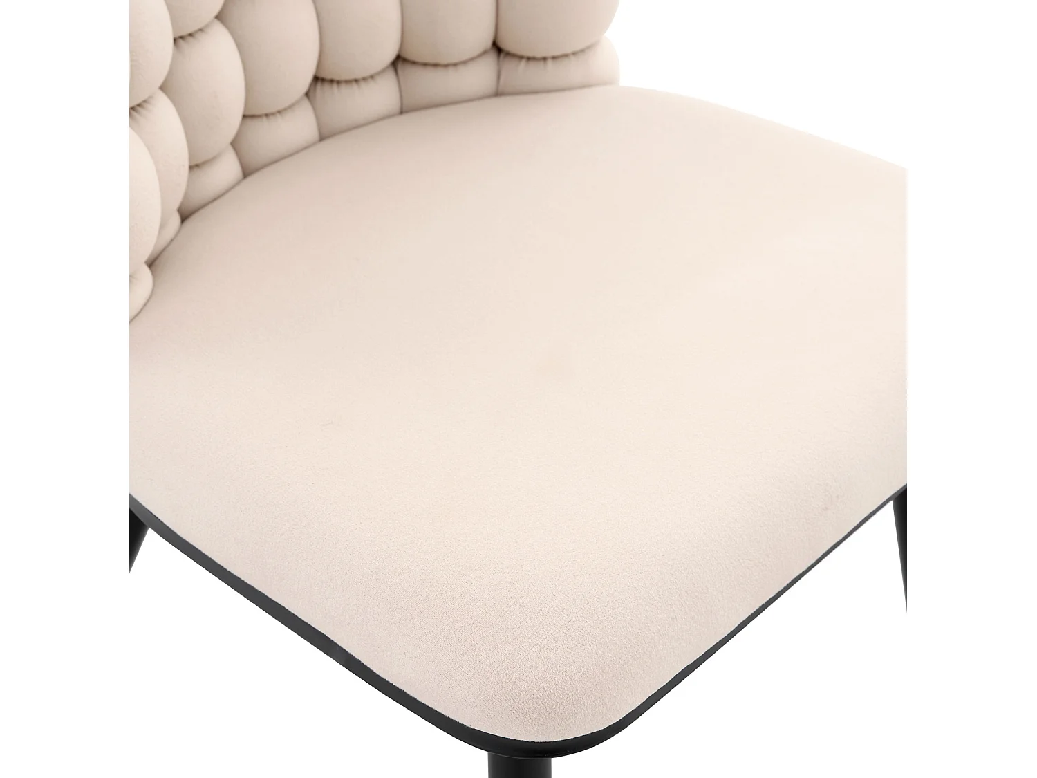 Lot de 2 chaise de salle à manger - pieds en métal - velours - blanc