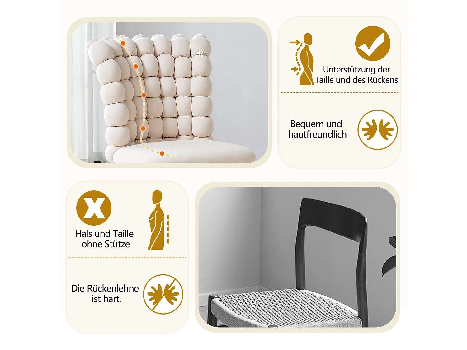 Set van 2 eetkamerstoelen - metalen poten - fluweel - wit