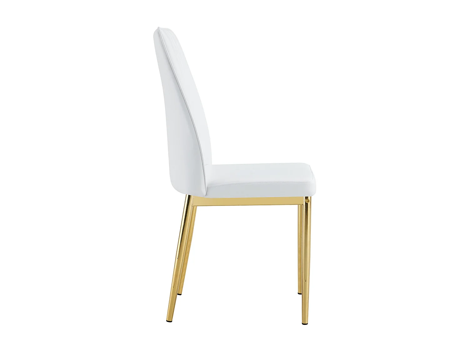 Lot de 4 chaises de salle à manger - Pieds en métal doré – Coussins en cuir – Blanc