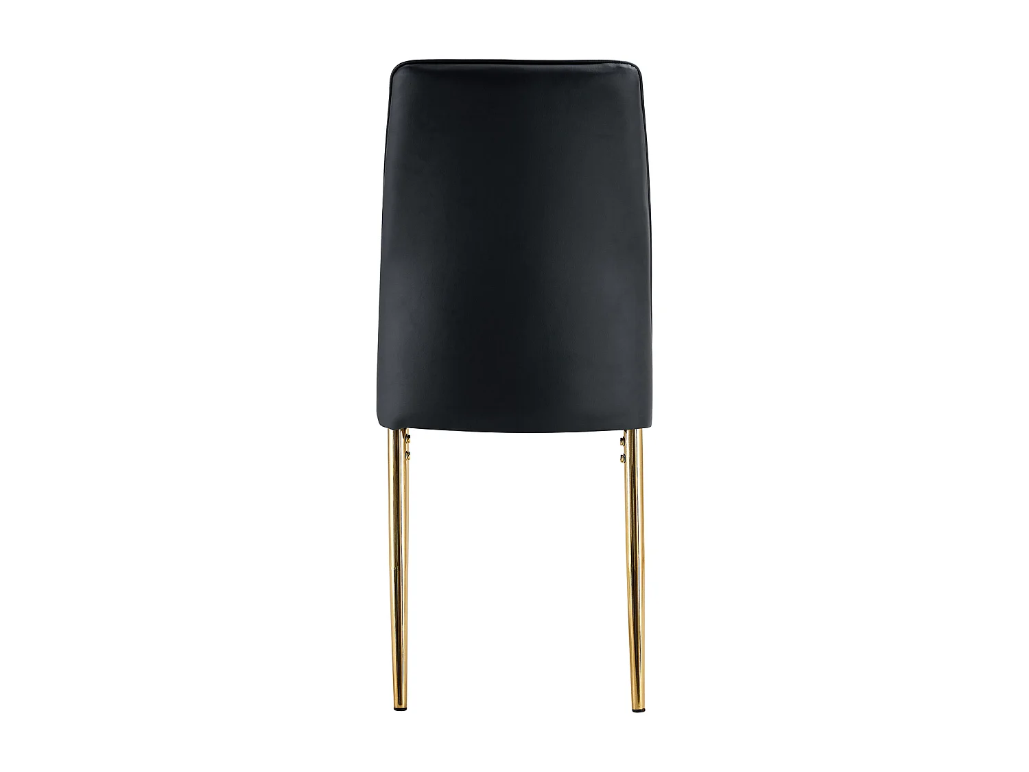 Lot de 4 chaises de salle à manger - Pieds en métal doré – Coussins en cuir – Noir