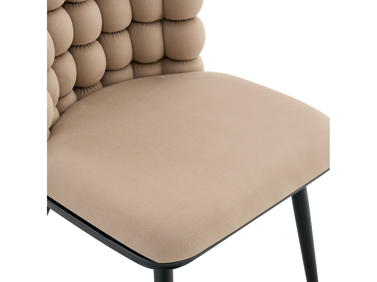 Lot de 2 chaise de salle à manger - pieds en métal - velours - chameau