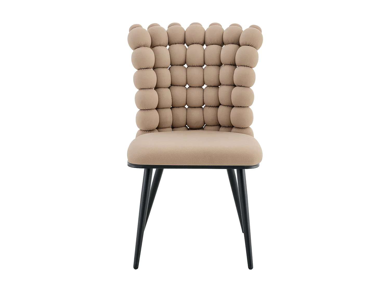 Lot de 2 chaise de salle à manger - pieds en métal - velours - chameau