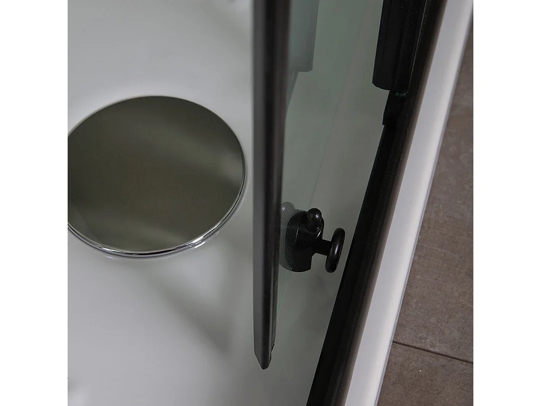 Cabine De Douche 70X70 Profilés Noirs Et Verre Sérigraphié 6Mm | City