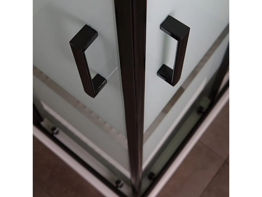 Cabine De Douche 70X70 Profilés Noirs Et Verre Sérigraphié 6Mm | City