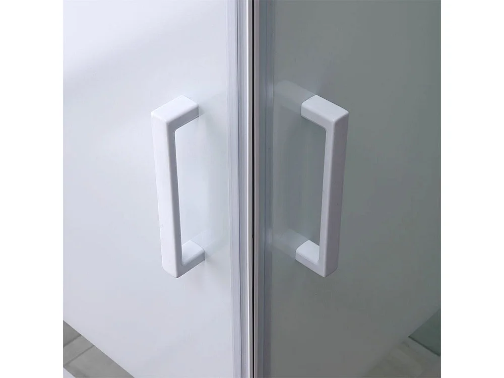 Cabine De Douche Angulaire 75X75 Crystal Sérigraphié Profilé Blanc | Venere