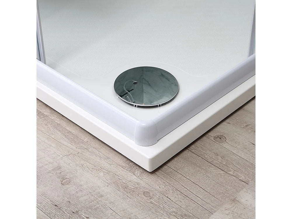 Cabine De Douche Angulaire 75X75 Crystal Sérigraphié Profilé Blanc | Venere