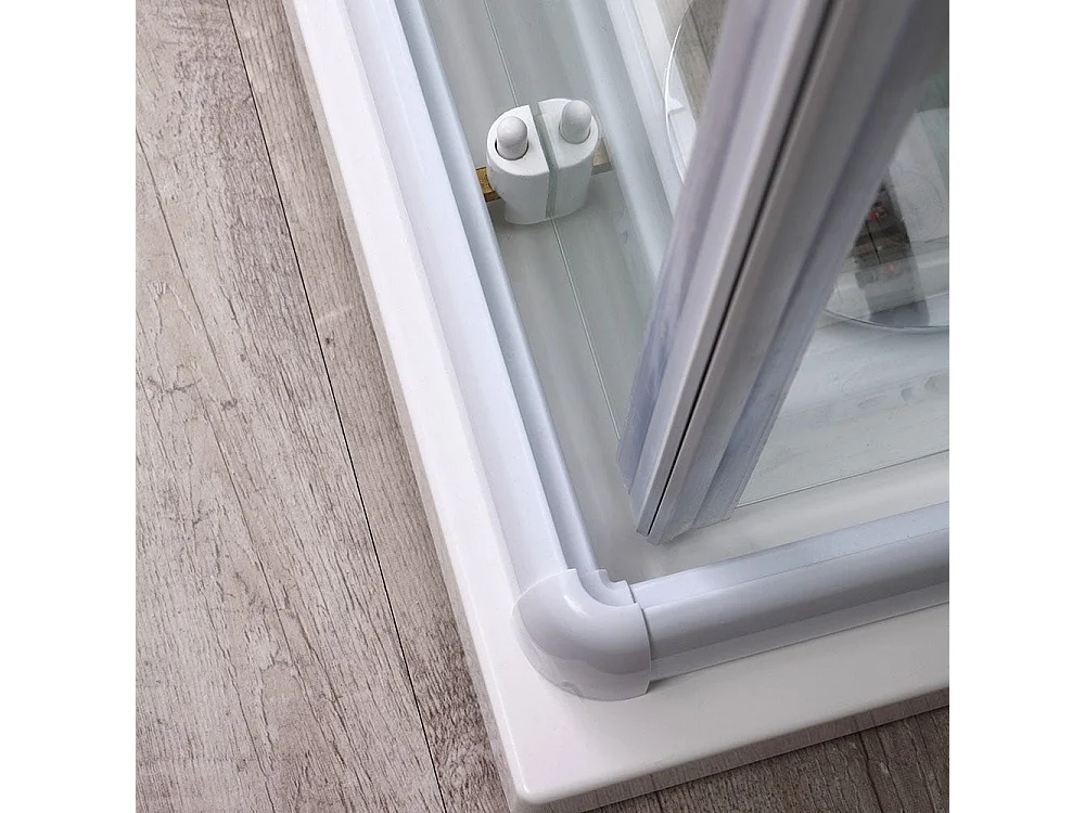 Cabine De Douche Angulaire 75X75 Crystal Sérigraphié Profilé Blanc | Venere