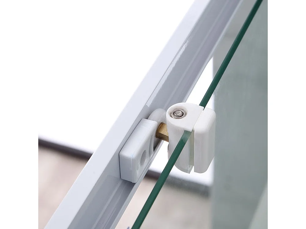 Cabine De Douche Angulaire 75X75 Crystal Sérigraphié Profilé Blanc | Venere