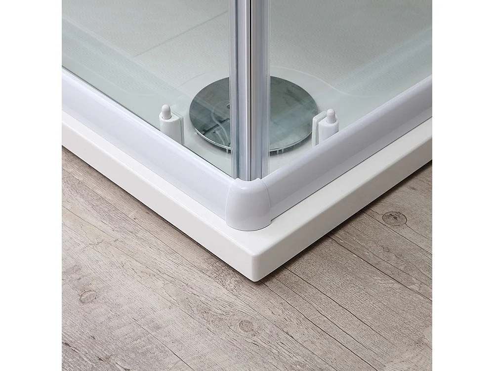 Cabine De Douche Angulaire 75X75 Crystal Sérigraphié Profilé Blanc | Venere