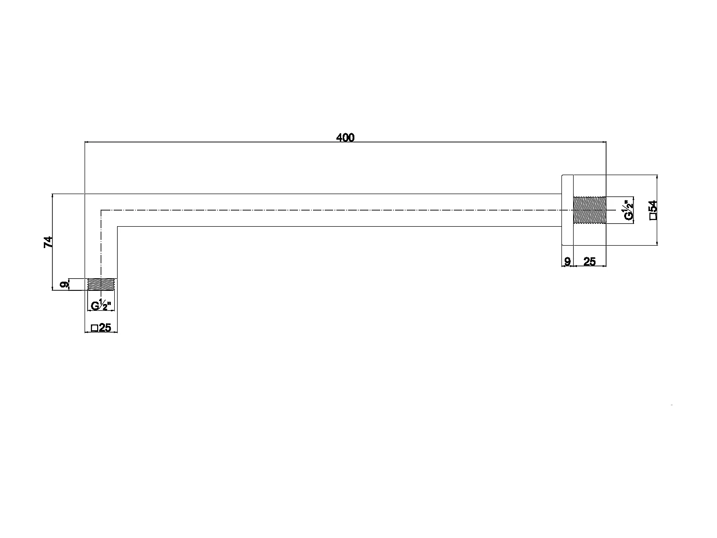 Bras De Support Carrée Pour Pomme De Douche Fixe En Laiton Chromé