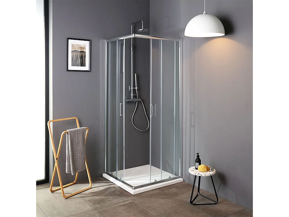 Cabine De Douche En Verre Trempé Transparent 70X70 | Luna