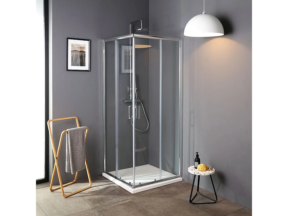 Cabine De Douche En Verre Trempé Transparent 70X70 | Luna