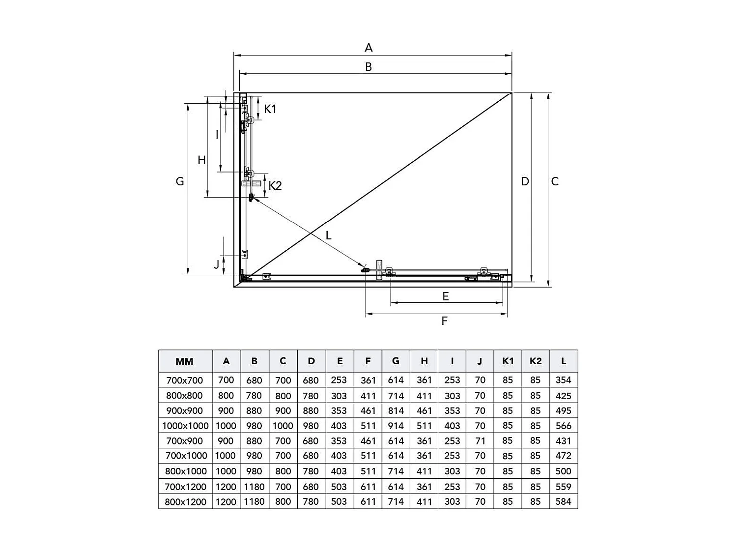 Cabine De Douche 70X70 Cm En Verre Opaque Ante Coulissantes | Giada