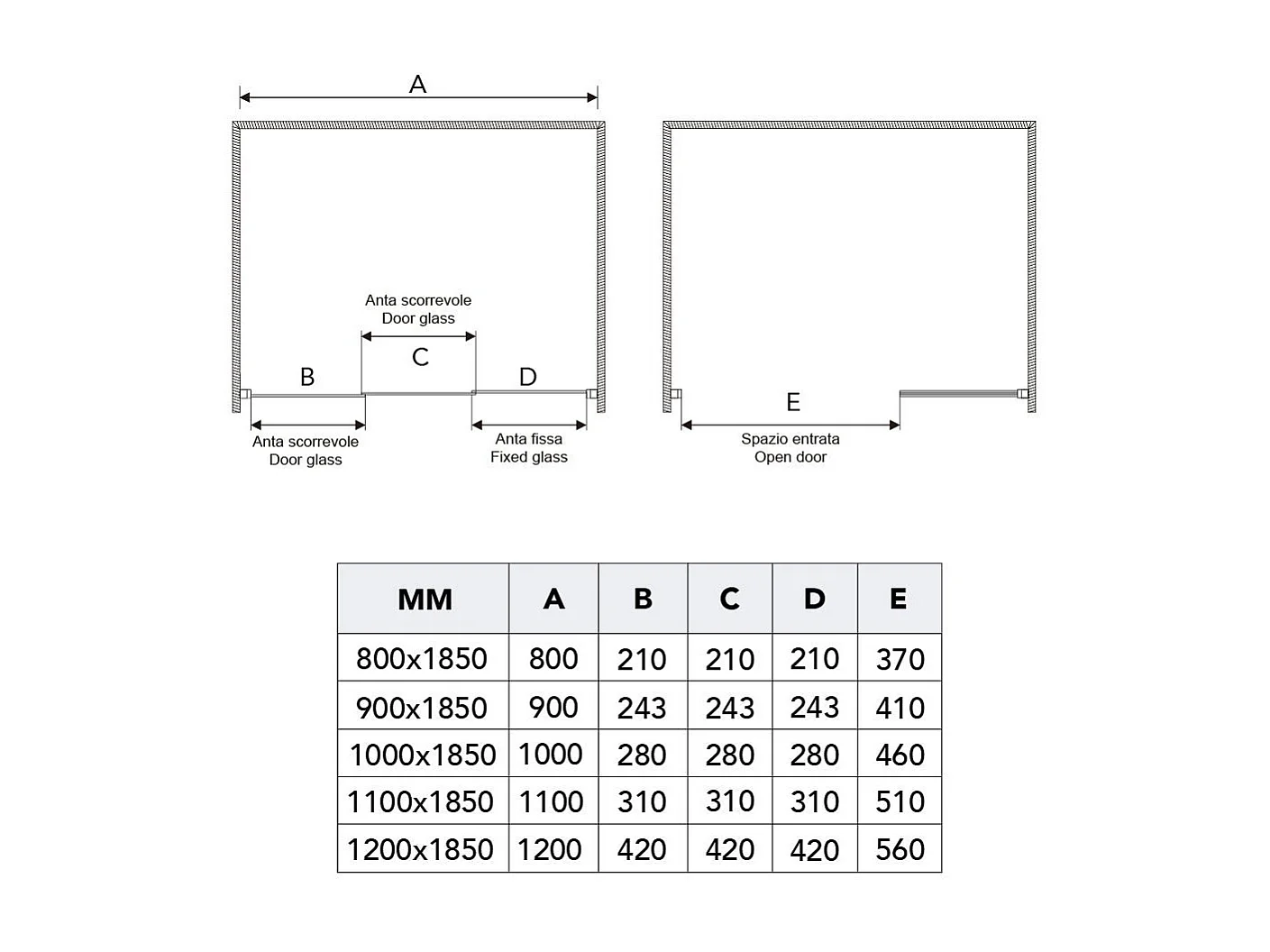 Porte En Niche Pour Douche De 100 Cm | Star
