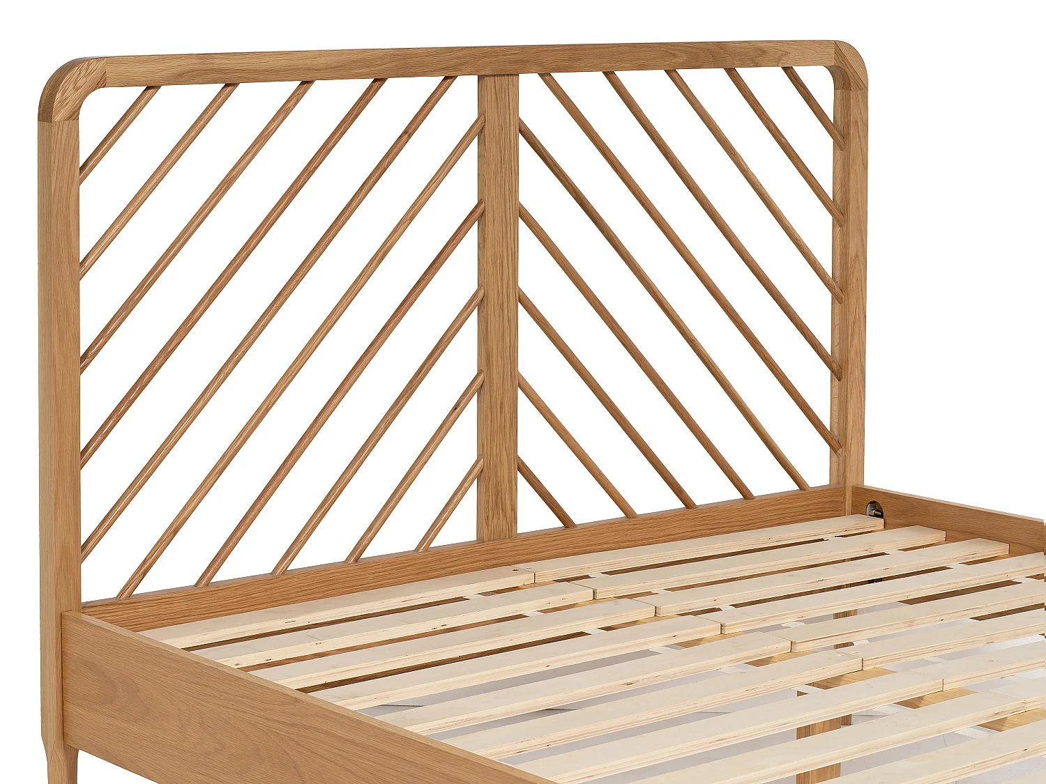 Lit 140 x 200 cm - Chêne et MDF - Coloris : Naturel + Matelas - LERIAKI