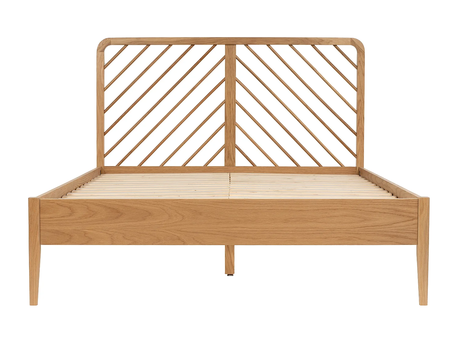 Lit 140 x 200 cm - Chêne et MDF - Coloris : Naturel + Matelas - LERIAKI