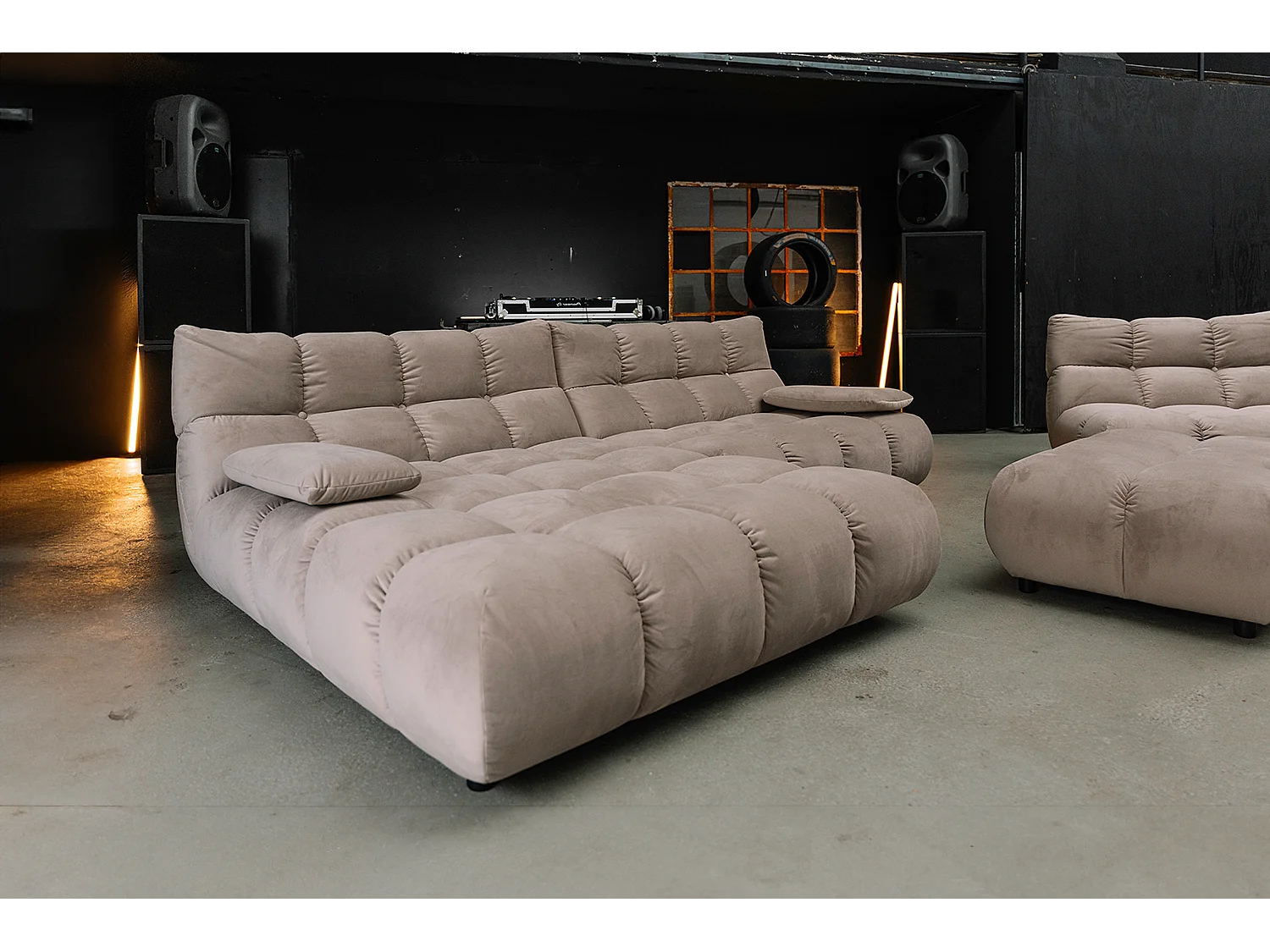 Hoekbank Gestoffeerde kruk Draaibare fauteuil Stel in - Bruin Fluweel - VIVIEN