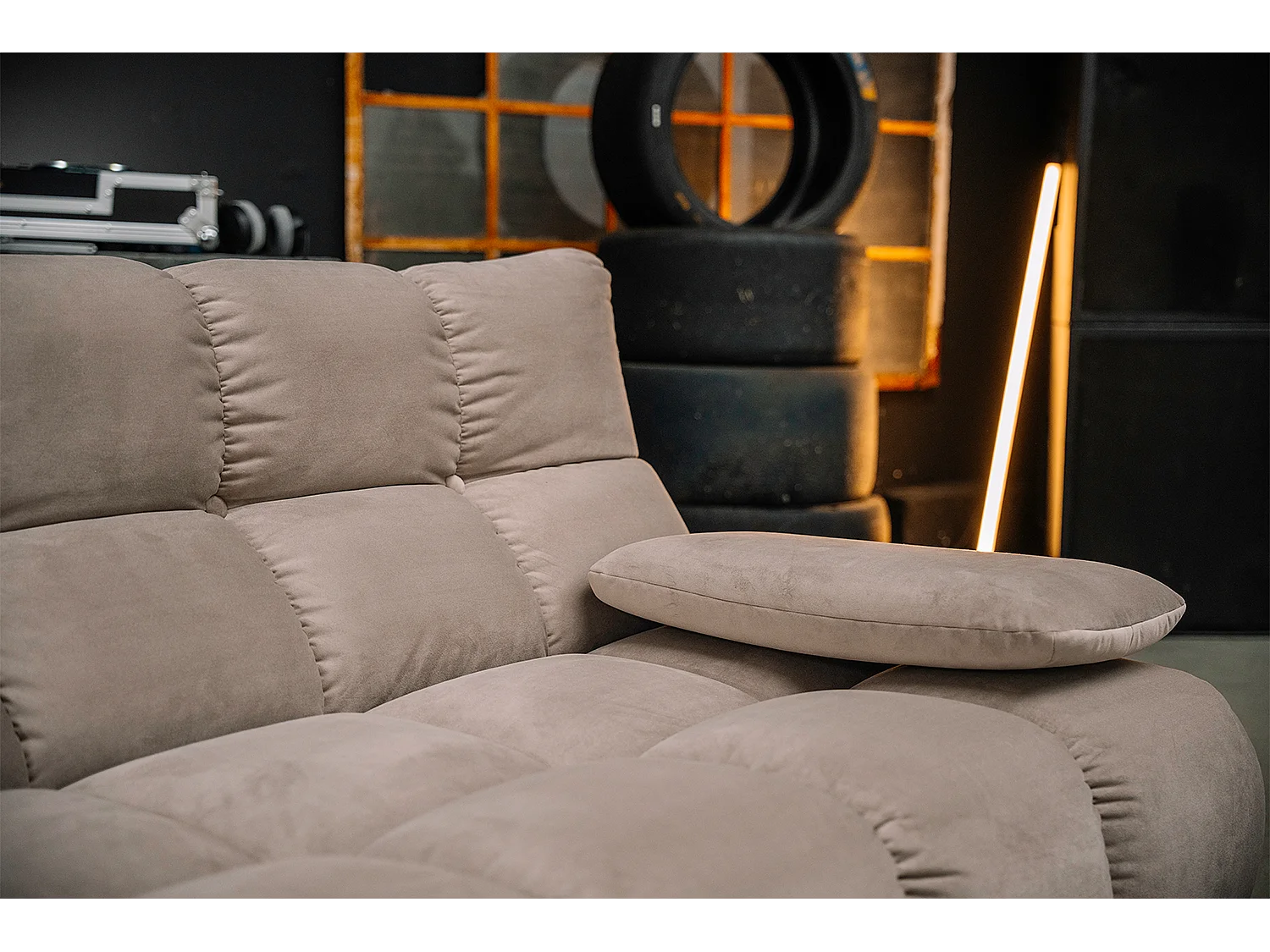 Hoekbank Gestoffeerde kruk Draaibare fauteuil Stel in - Bruin Fluweel - VIVIEN