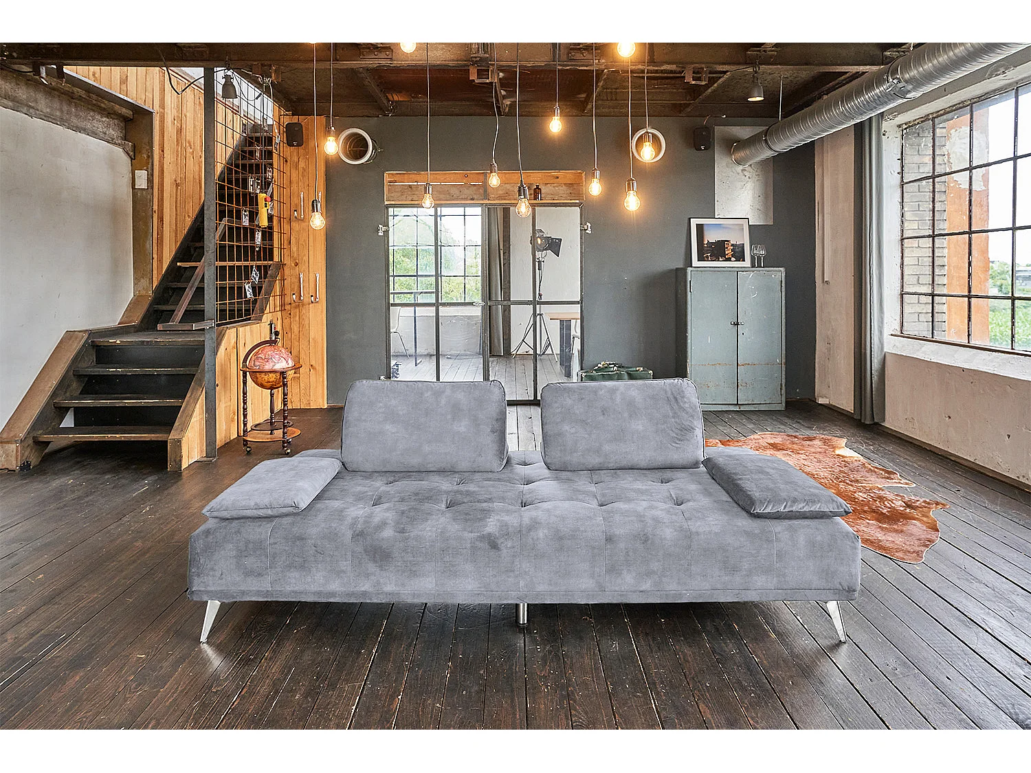 Sofá cama - Gris terciopelo - WIOLO