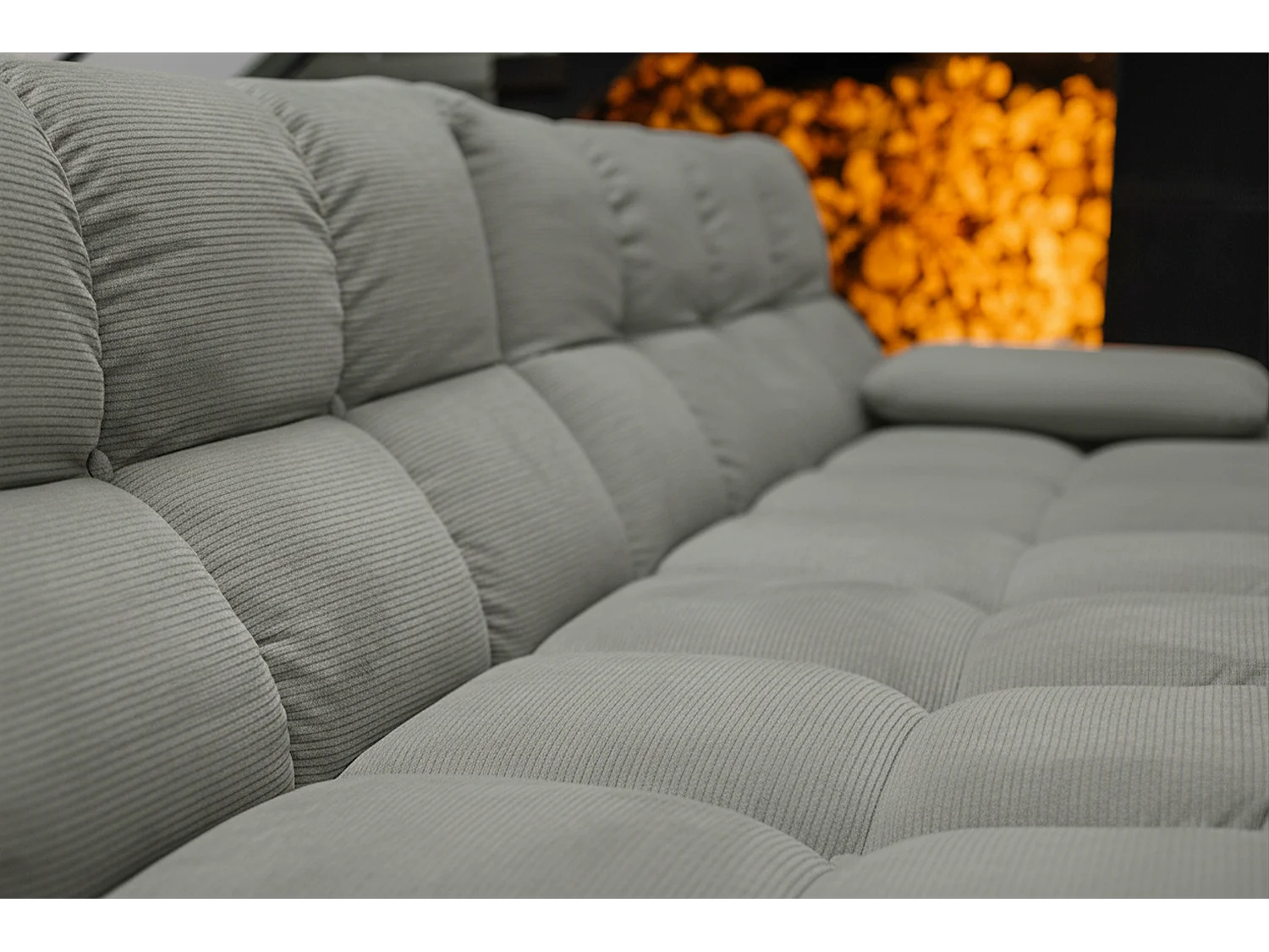 Canapé d'angle - Vert Velours côtelé - VIVIEN