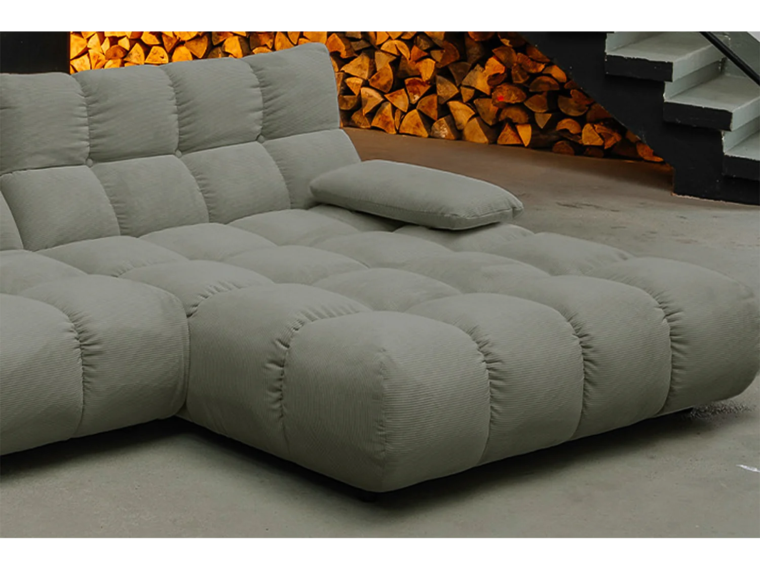 Canapé d'angle - Vert Velours côtelé - VIVIEN