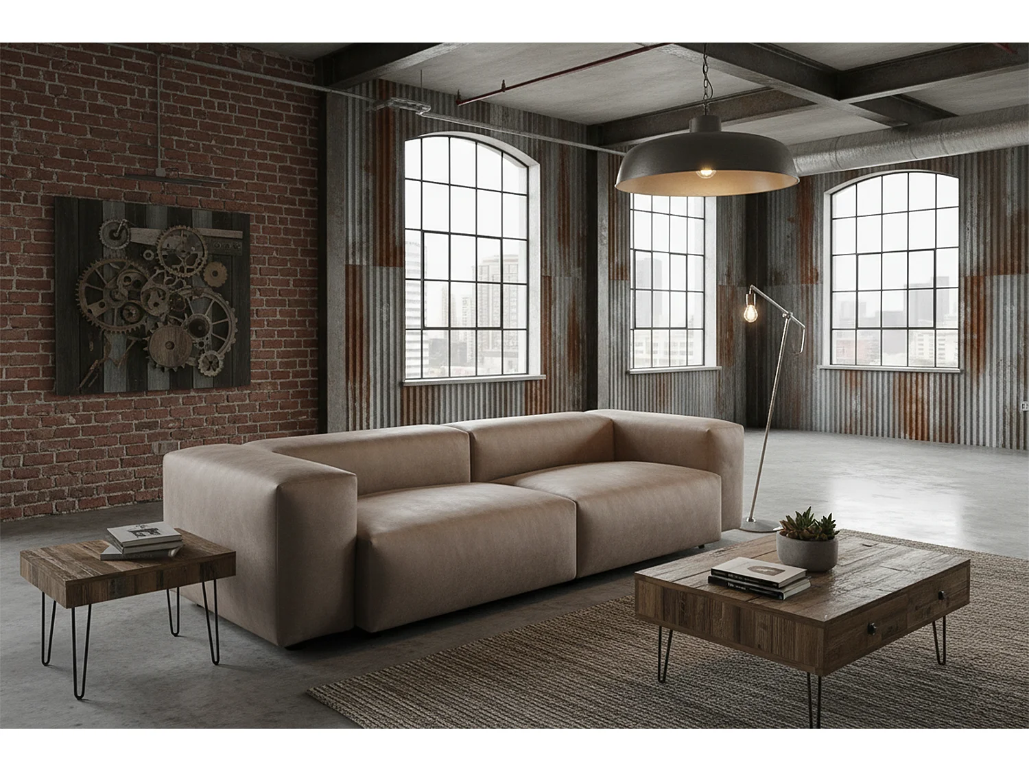 Sofa - Anthrazit Lederfaserstoff - CELESTE