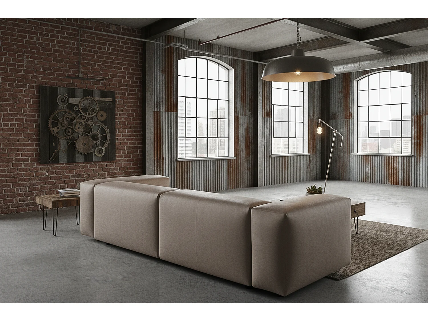Sofa - Anthrazit Lederfaserstoff - CELESTE