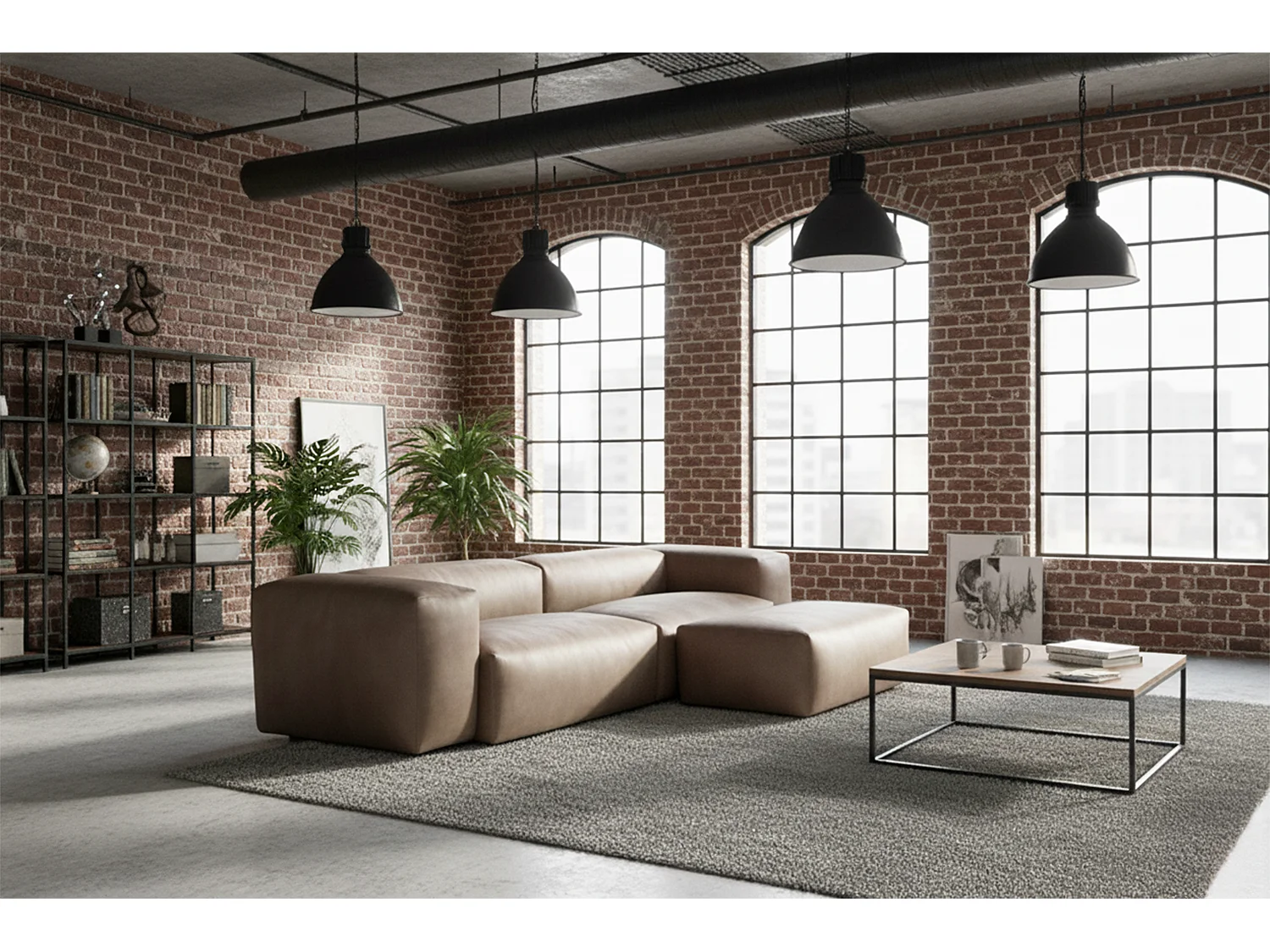 Sofa - Anthrazit Lederfaserstoff - CELESTE