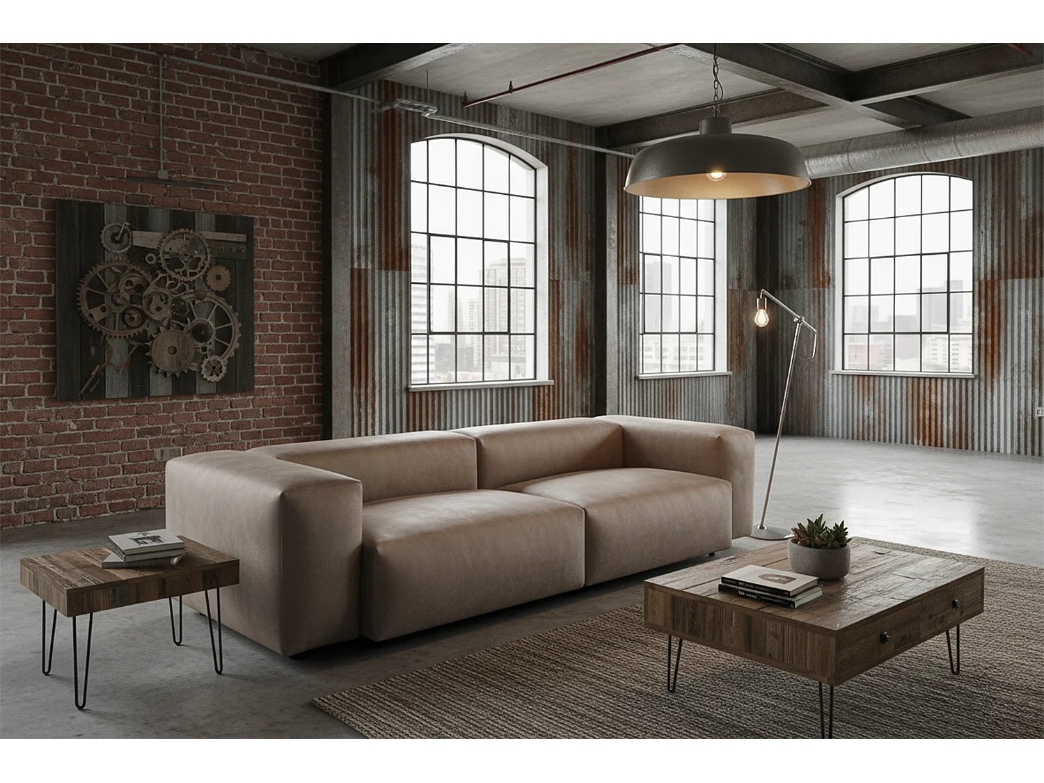 Sofa - Anthrazit Lederfaserstoff - CELESTE