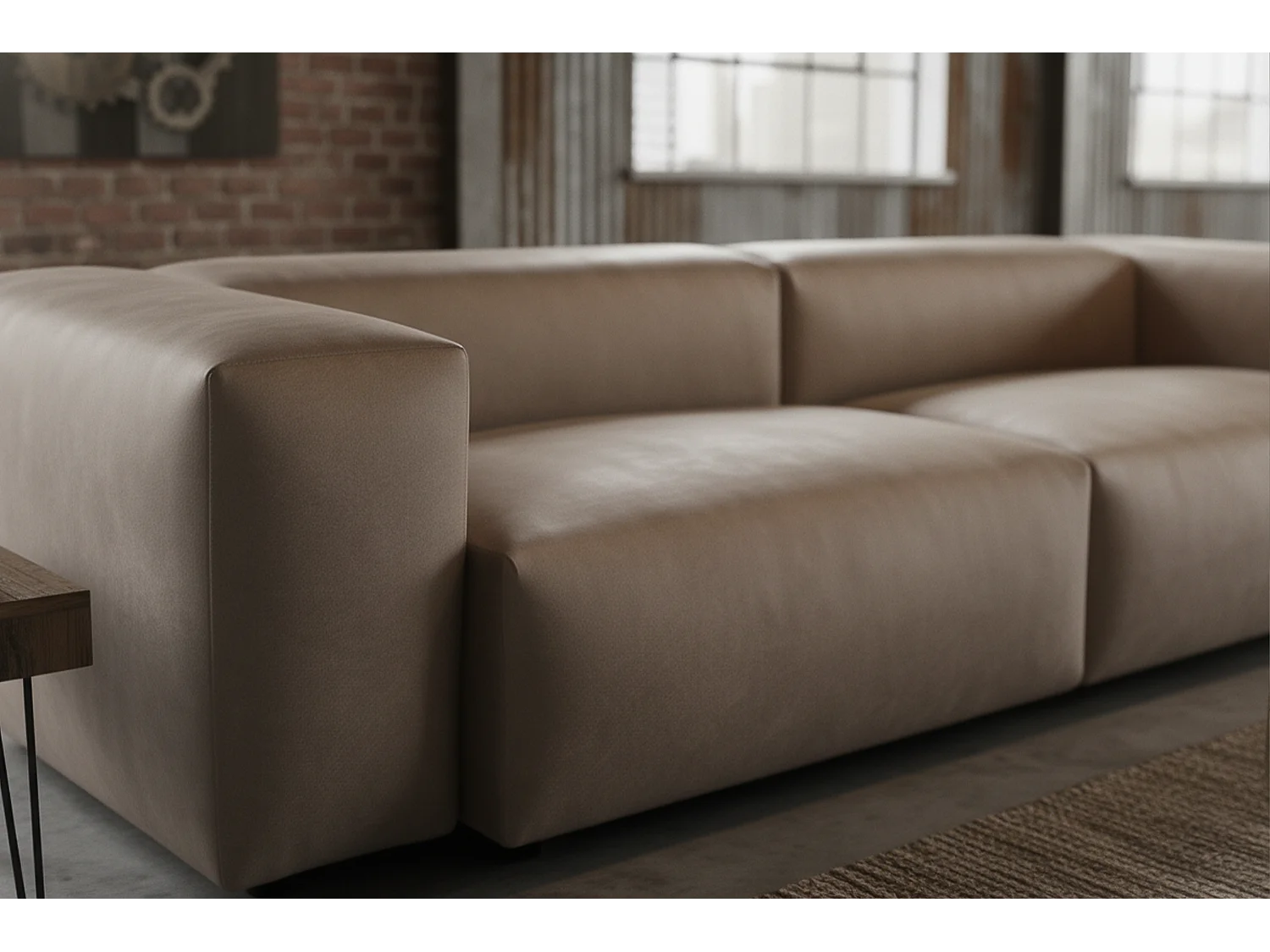 Sofa - Anthrazit Lederfaserstoff - CELESTE