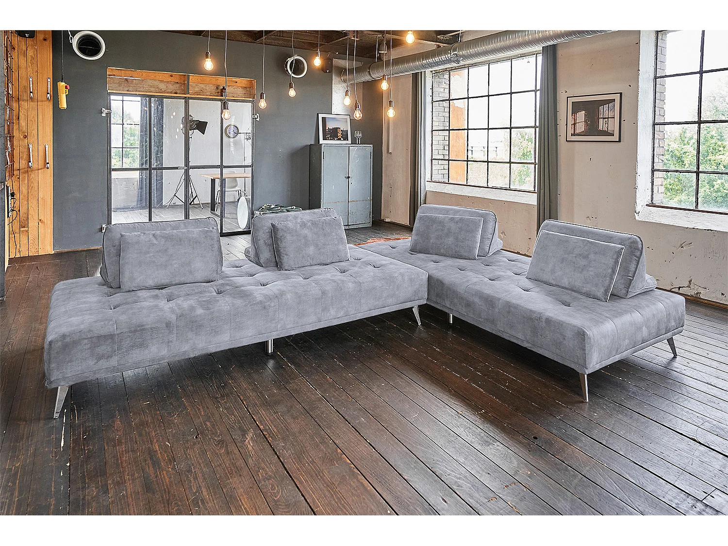 Sofá cama - Gris terciopelo - WIOLO