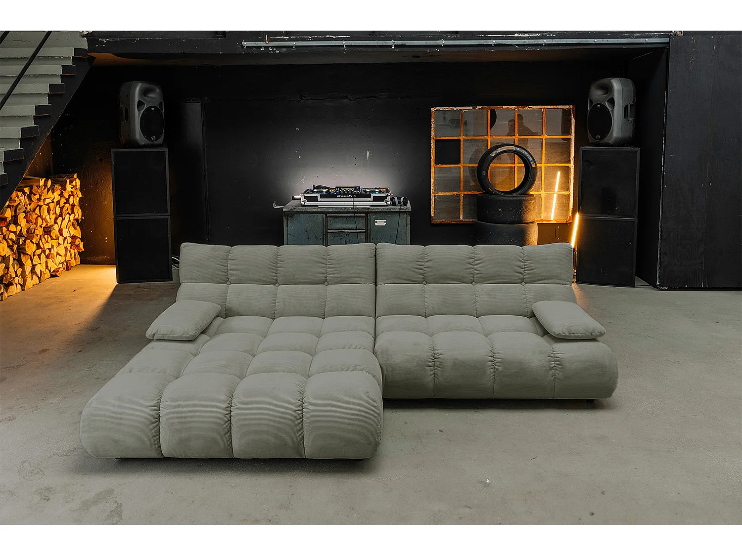 Sofá esquinero - Verde Pana - VIVIEN