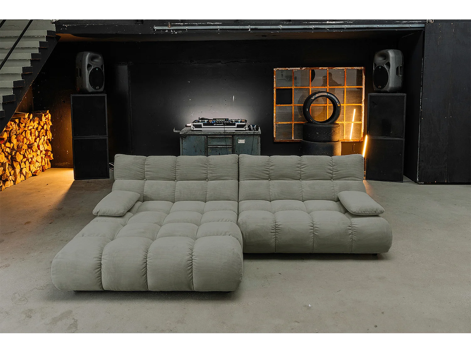 Canapé d'angle - Vert Velours côtelé - VIVIEN