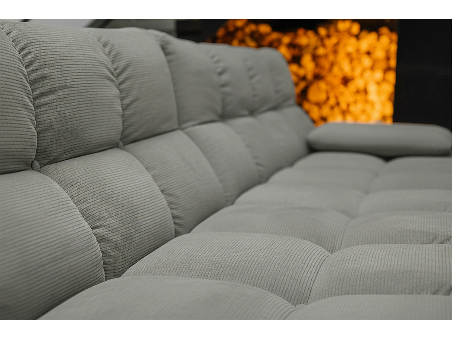 Canapé d'angle - Vert Velours côtelé - VIVIEN