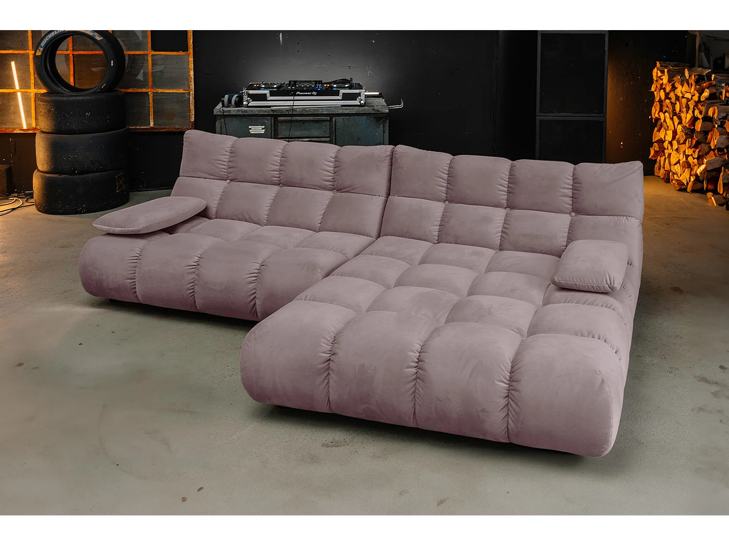 Ecksofa - Grau Velvet - VIVIEN