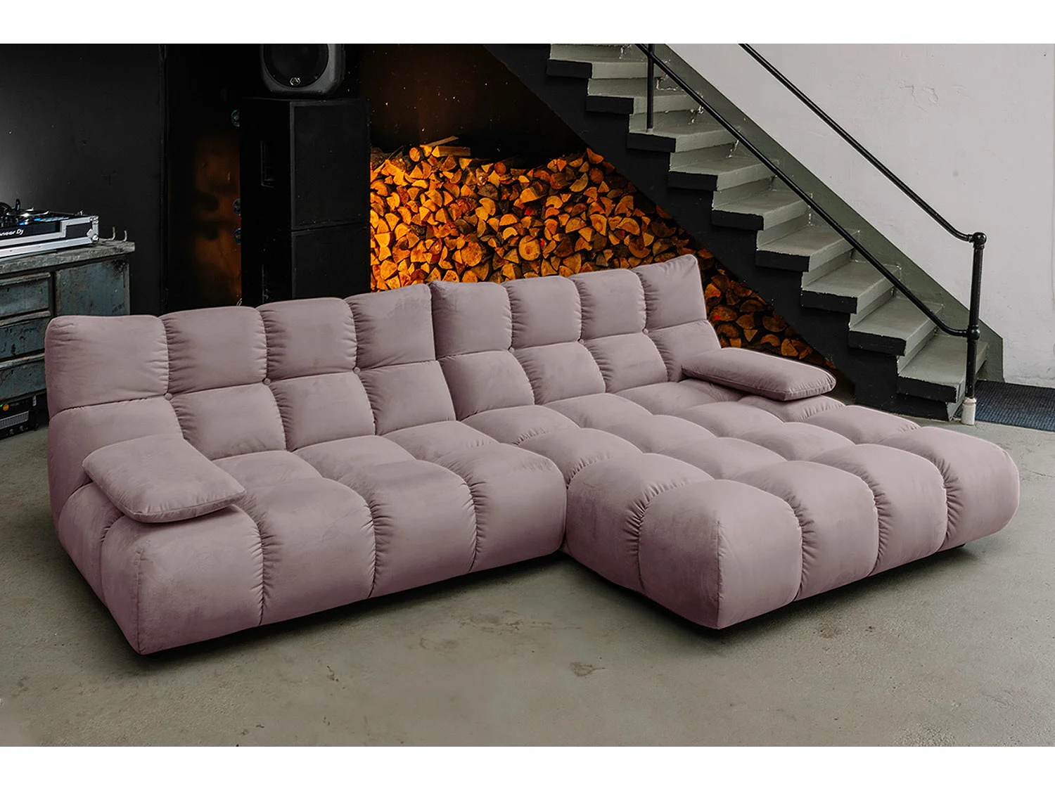 Ecksofa - Grau Velvet - VIVIEN
