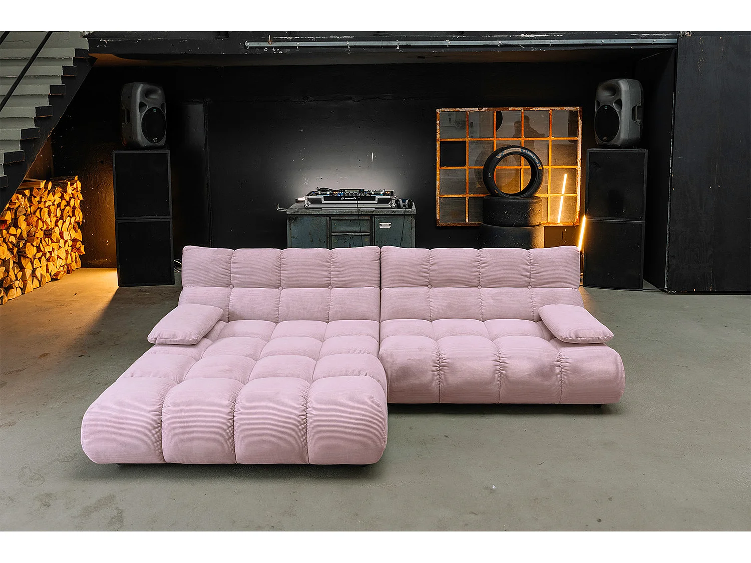 Ecksofa - Pink Cord - VIVIEN