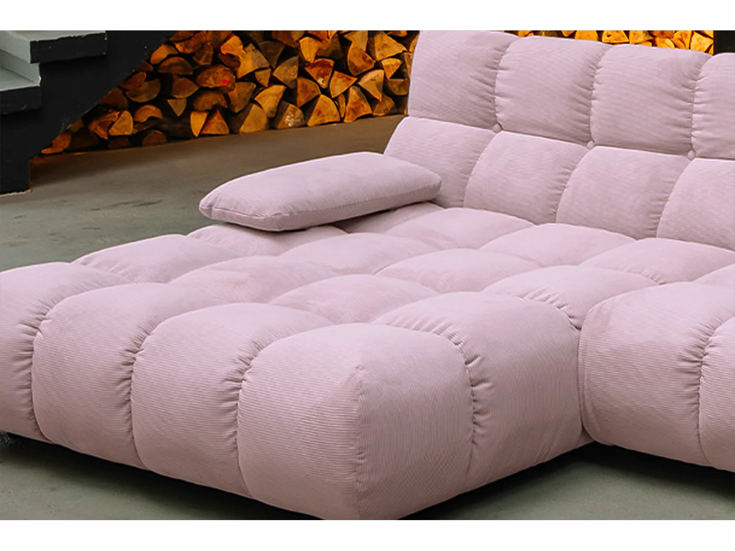 Divano angolare - Rosa Velluto a coste - VIVIEN