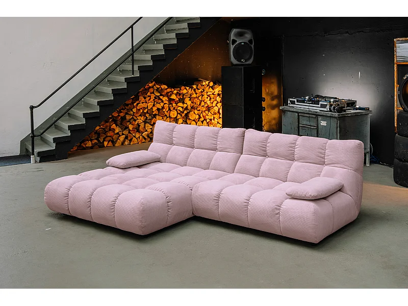 Ecksofa - Pink Cord - VIVIEN