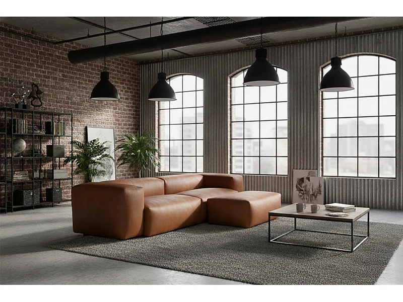 Sofa - Braun Lederfaserstoff - CELESTE